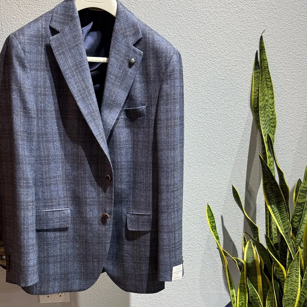 Men's Jack Victor Austin Blue Plaid Sport Coat - Picture 1 of 3